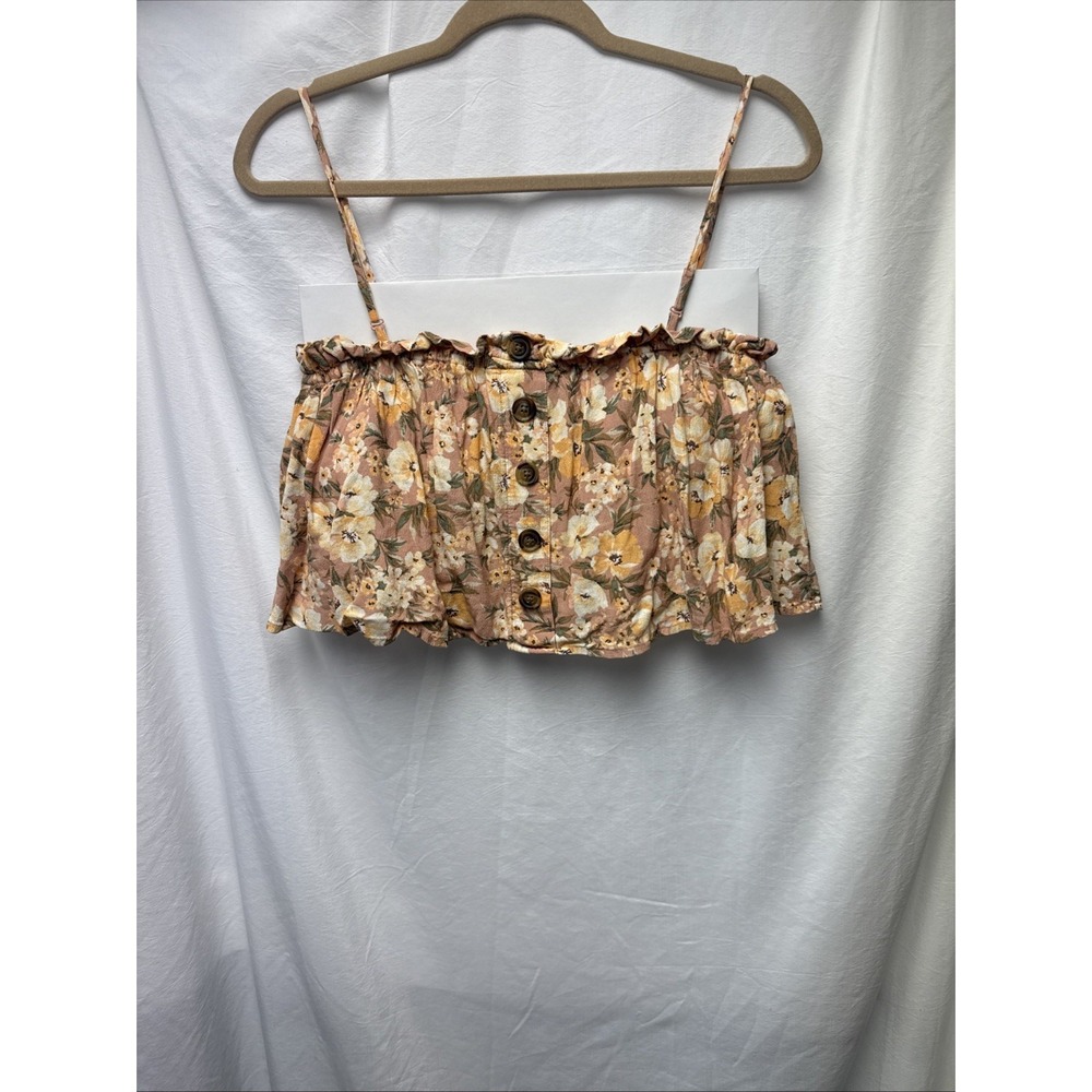 American Eagle Spaghetti Strap Cropped Floral Blouse Womens M Flowy Cottagecore